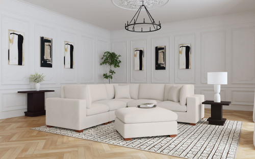 HEMLEY Cream Chenille 117" x 117" Modular Sectional