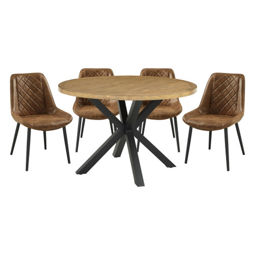 Strata - 5 Piece Dining Room Set (Table & 4 Side Chairs) - Black / Light Brown