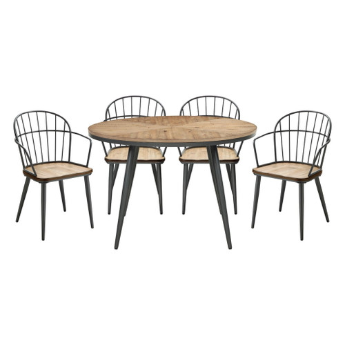 Canton - 5 Piece Dining Room Set (Table & 4 Side Chairs) - Black / Light Brown