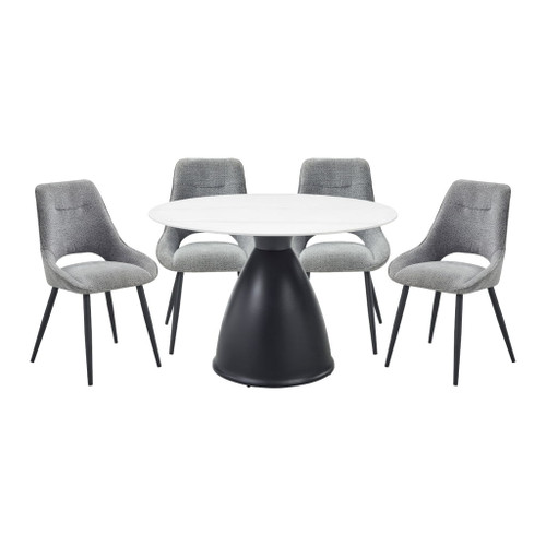 Thea - 5 Piece Dining Room Set (Table & 4 Side Chairs) - Black / Gray