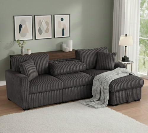 ABOTT Dark Gray 95" Wide Reversible Sectional with Pull-Out Sleeper & Storage