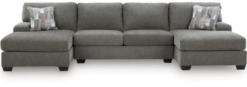 KAXIM Gray Chenille 142" x 61" Double Chaise Sectional