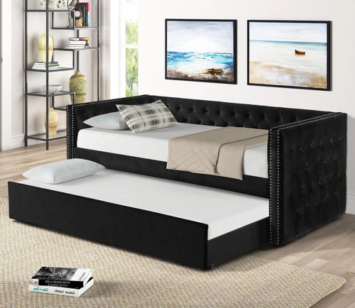 NAUTICA Black Velvet Daybed with Trundle