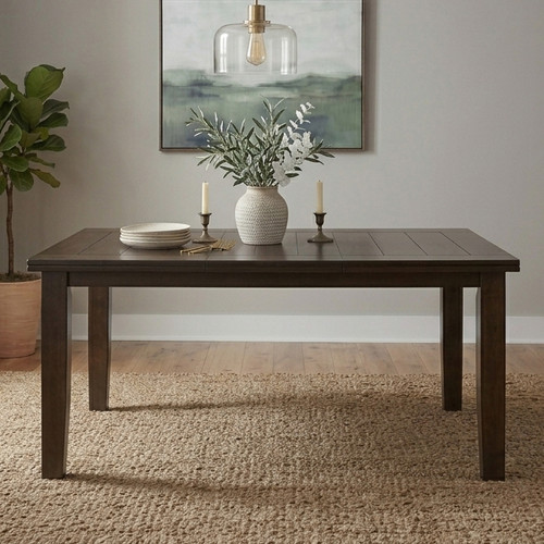 HAYVILLE Dark Brown & Black 66" x 42" Dining Table