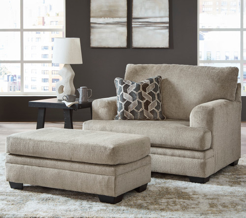 MATHEW Taupe 50" Wide Chair with Ottoman