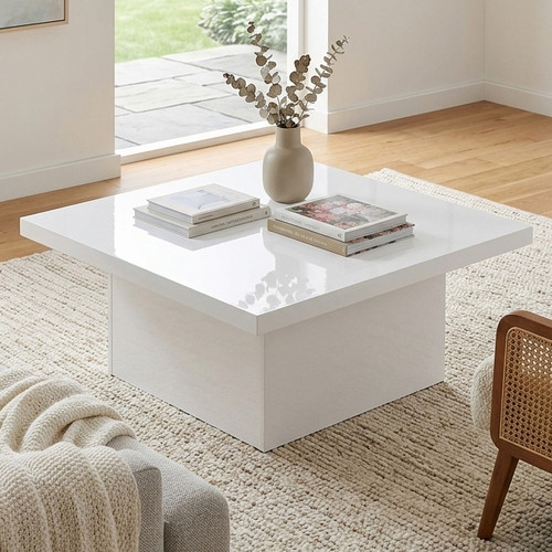 LUCILLE Glossy White 36" x 36" Coffee Table