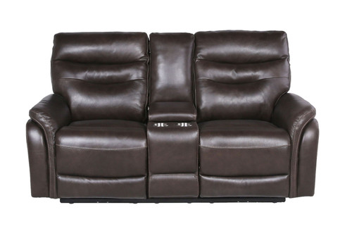 Fortuna - Recliner Console Loveseat - Dark Brown