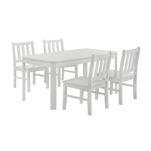 Travis Youth - 5 Piece Dining Set With Table And 4 Chairs - White