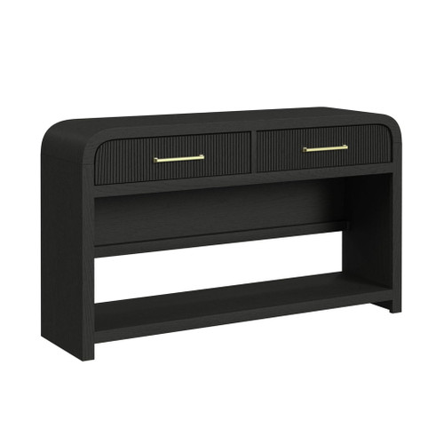 Ridgemont - Sofa Table With Bottom Shelf - Black With Grain