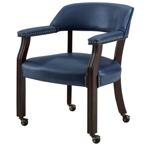 SHOWDOWN Navy Blue 25" Wide x 25" Depth Arm Chair with Casters