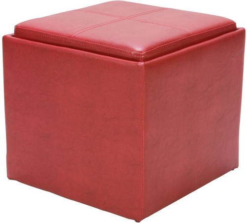 Rainy Red Storage Ottoman