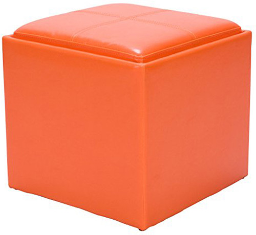 Rainy Orange Storage Ottoman