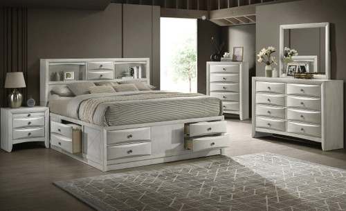 WATSON White Storage Platform Bedroom Set