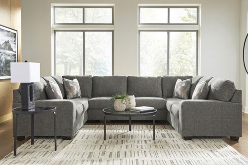KAXIM Gray Chenille 142" x 93" Oversized Sectional with Double Sofa