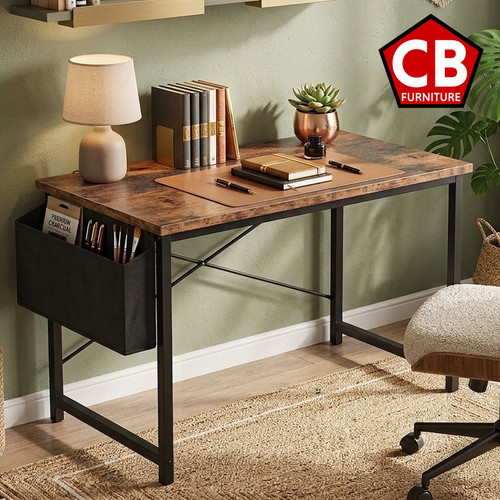 TAZIO Brown 32" Wide x 20" Depth Desk with Storage (RTA)