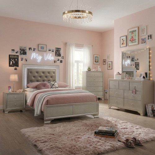 KRISTAL Champagne Youth LED Bedroom Set