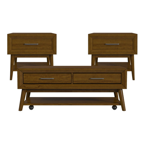 Santa Barbara - 3 Piece Occasional Table Set (Coffee Table & Two End Tables) - Walnut