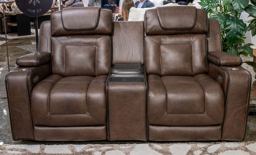 Mestrino - Power Recline Loveseat/Fridge Cooler - Hickory