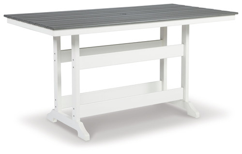 Transville - RECT COUNTER TABLE W/Umb OPT - Gray / White