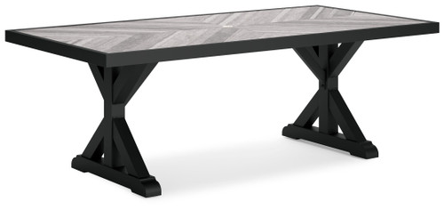 Beachcroft - Rectangular Dining Table With Umbrella Option - Black / Light Gray