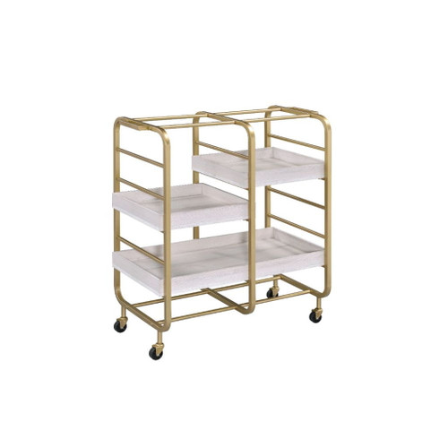 Vorrik - Serving Cart - Gold & White Washed
