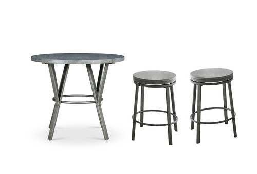 Portland - 3 Piece Dining Set With Round Counter Table - Gray
