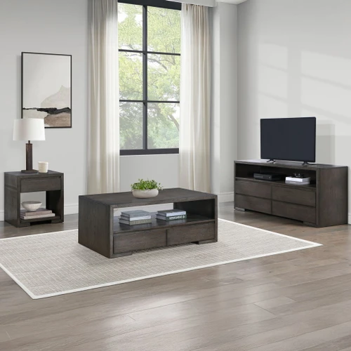 Evan - 3 Piece Table Set With TV Stand - Brown
