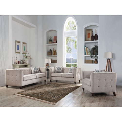 Cyndi - Loveseat With 2 Pillows - Tan Velvet