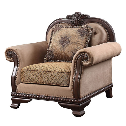 Chateau De Ville - Chair With Pillow (Same Lv01590) - Fabric & Espresso