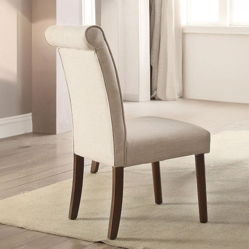 Gasha - Side Chair Set of 2) - Beige Linen & Walnut
