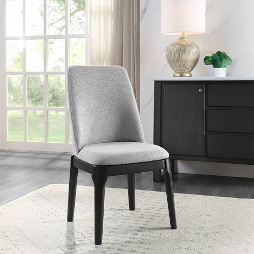 Madan - Side Chair Set of 2) - Light Gray Linen & Gray Oak