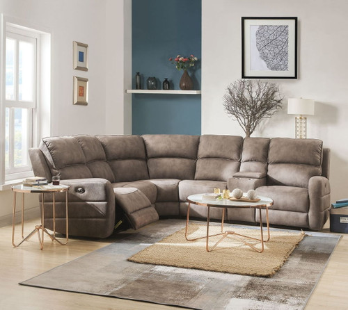 Olwen - Power Motion Sectional Sofa - Mocha Nubuck