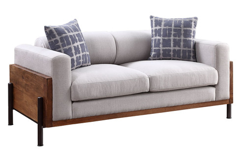 Pelton - Loveseat With 2 Pillows - Fabric & Walnut
