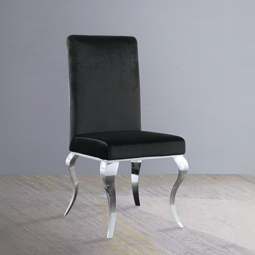 Fabiola - Side Chair Set of 2) - Black Fabric & Stainless Steel