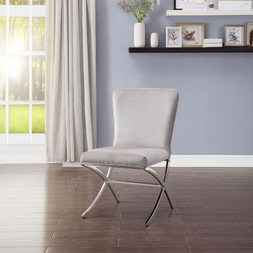 Daire - Side Chair (Set of 2) - Light Gray Velvet & Chrome
