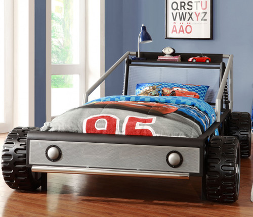 Vroom Silver Twin Race Car Bed