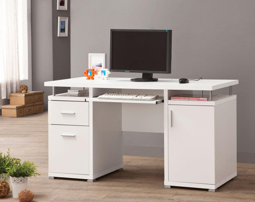 SAMUEL 55'' Wide White Computer Desk