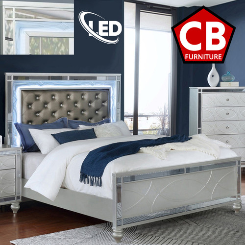 AZURA Silver Bed with LED Lighting