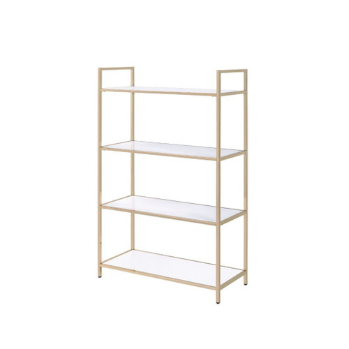 Ottey - Bookshelf - White High Gloss & Gold