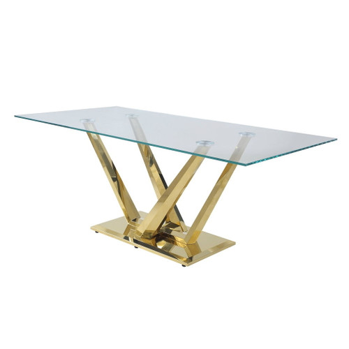 Barnard - Dining Table - Clear Glass & Mirrored Gold