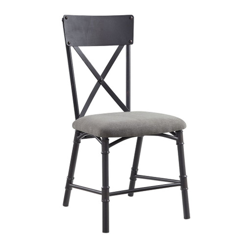Edina - Side Chair (Set of 2) - Gray Fabric, Oak & Sandy Black