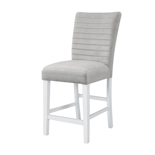 Elizaveta - Counter Height Chair (Set of 2) - Gray Velvet &White High Gloss