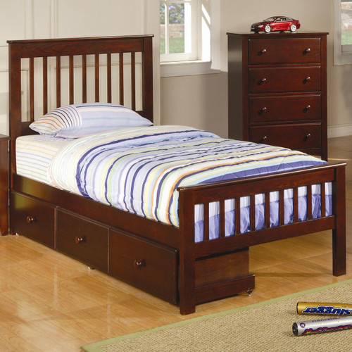 Travis Twin Brown Cherry Bed W/Underbed Storage