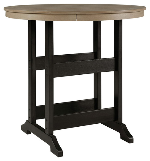 Fairen Trail - Round Bar Table w/Umb OPT - Black / Driftwood