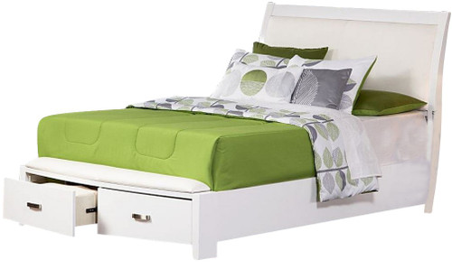 MONET Glossy White Bed with Storage Footboard Bench