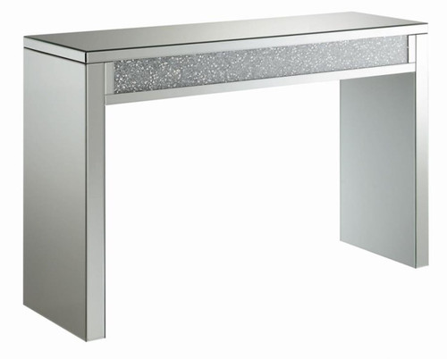 Gillian - Rectangular Sofa Table - Silver And Clear Mirror