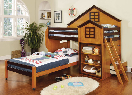 Danwood Oak/Walnut Twin/Twin Loft Bed