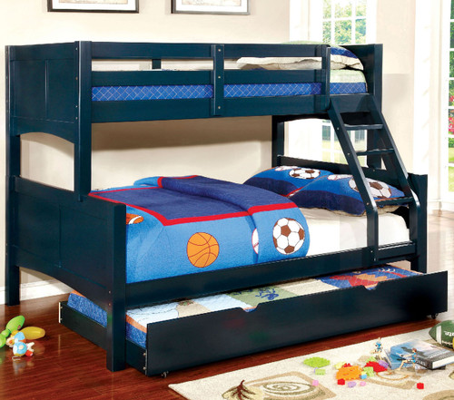 Palette Blue Twin over Full Trundle Bunk Bed