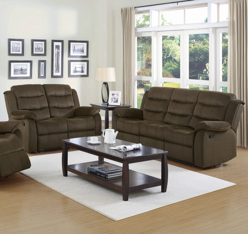 GAMEDAY Chocolate Reclining Sofa & Loveseat