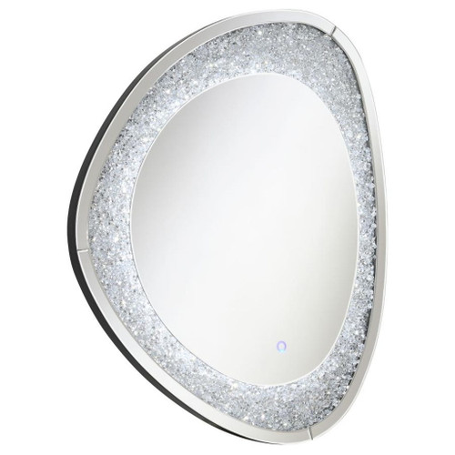 Mirage - Acrylic Crystals Inlay Wall Mirror With Led Lights - Silver